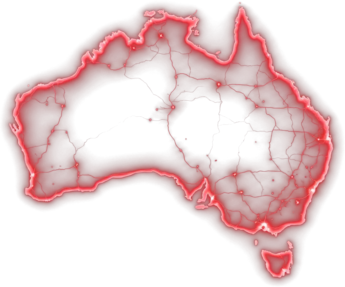 Map of Australia showing AusPost Express delivery coverage to every state